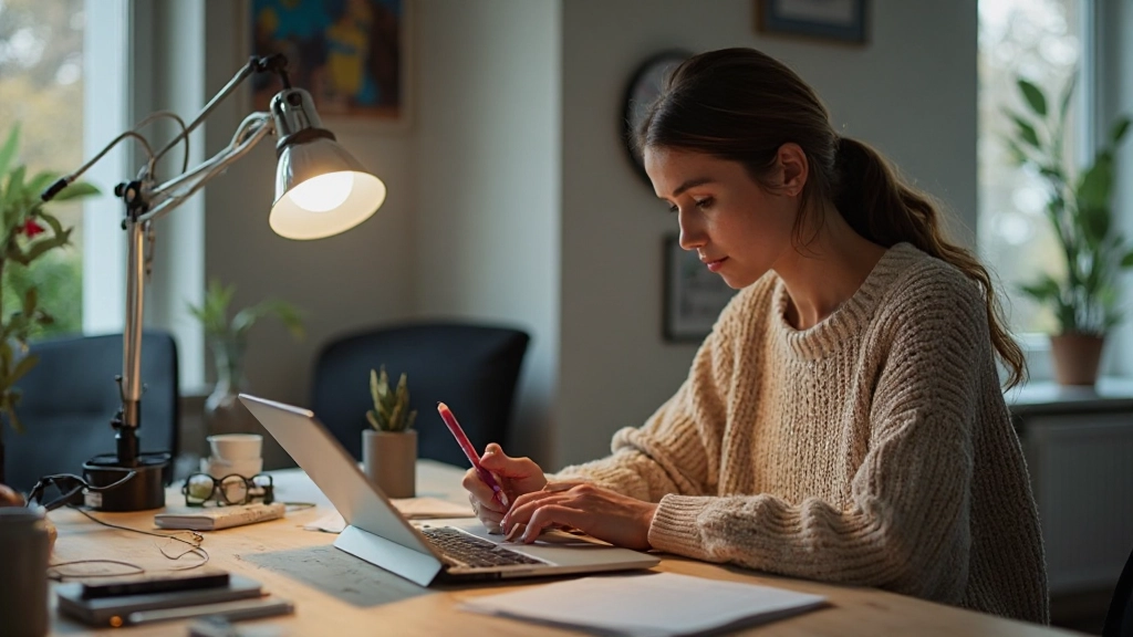 Контент-маркетолог разрабатывает вирусный контент на графическом планшете в творческом офисе